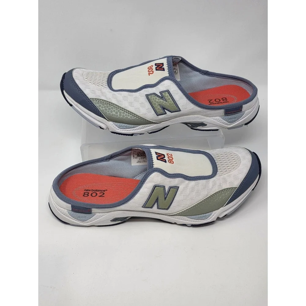 New Balance 802 Mule WA802NB Women's 11 D Wide White Blue ABZORB Slip On Walking